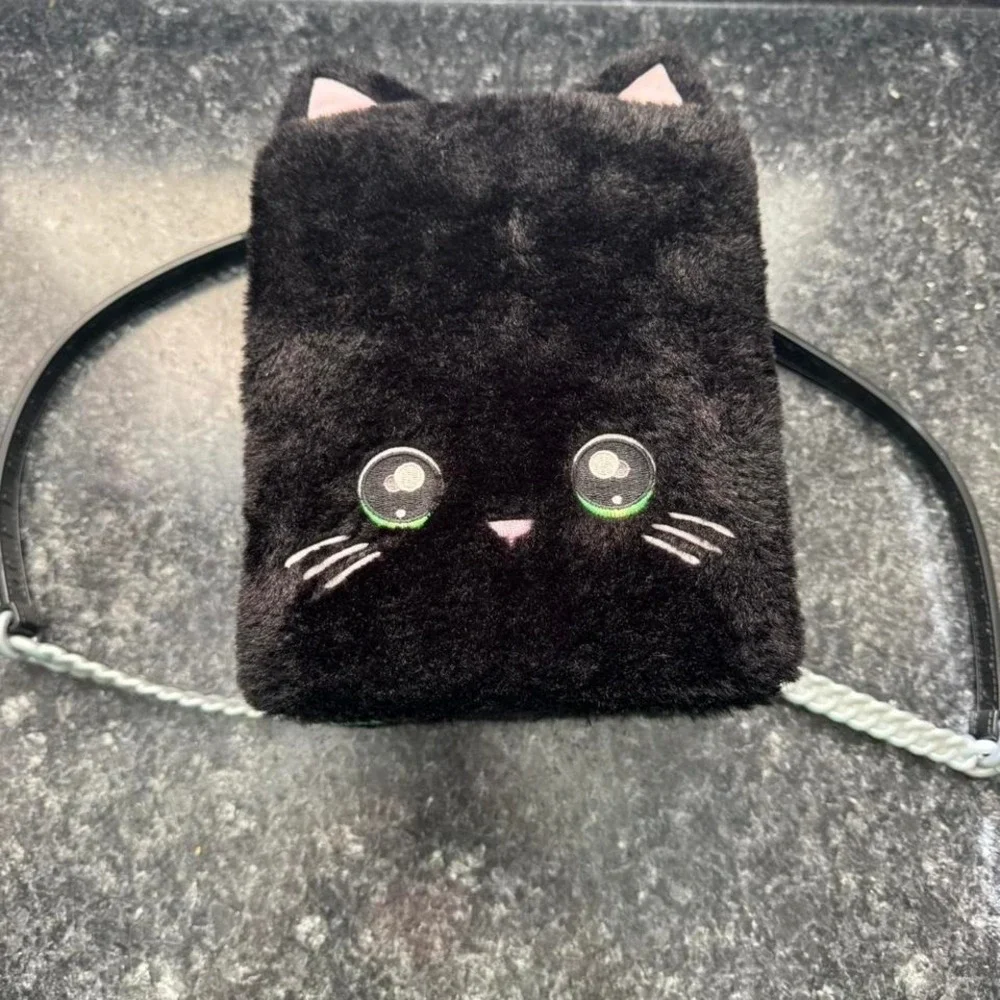 Na Na Na Surprise Kids Black Furry Cat Backpack Storage Box Cutesy Animated Cat